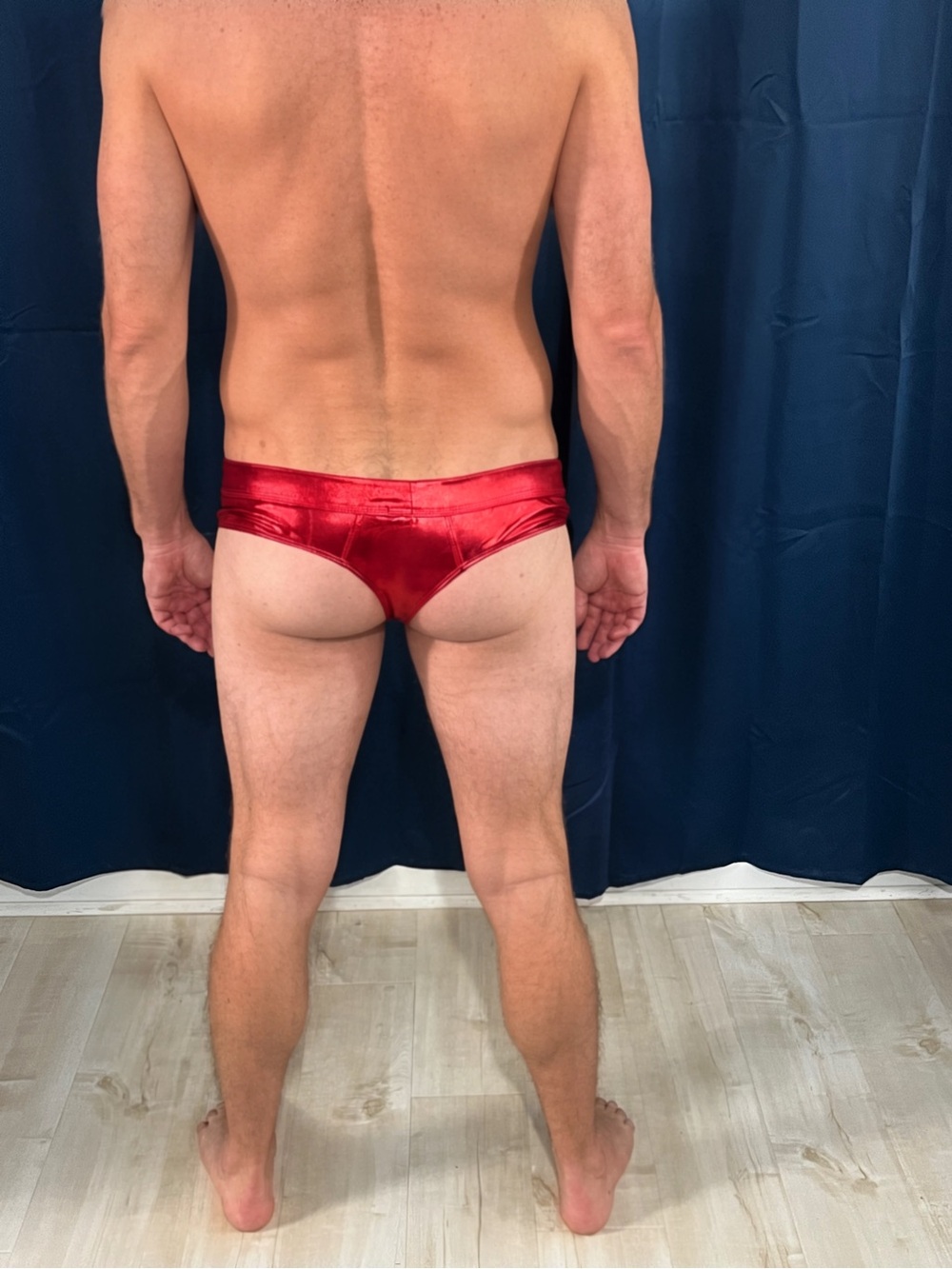 Red JockMail Metallic Men's Thong - Shiny Supportive Underwear - Picture 4 of 4